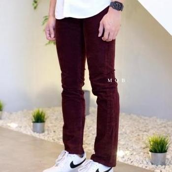 Celana Panjang GAP Slim Fit Corduroy Pants Maroon(Cross Label)Original