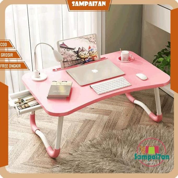 Meja Lipat Belajar Serbaguna Meja Lipat Furniture Laci Kayu Laptop Meja Belajar Portable Polos Prakt