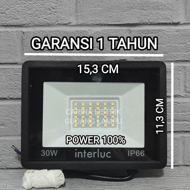 COD INTERLUC LAMPU SOROT LED 30W 30 WATT FLOOD LIGHT LED TEMBAK OUTDOOR (LISTRIK LAMPU RUMAH TANGGA 