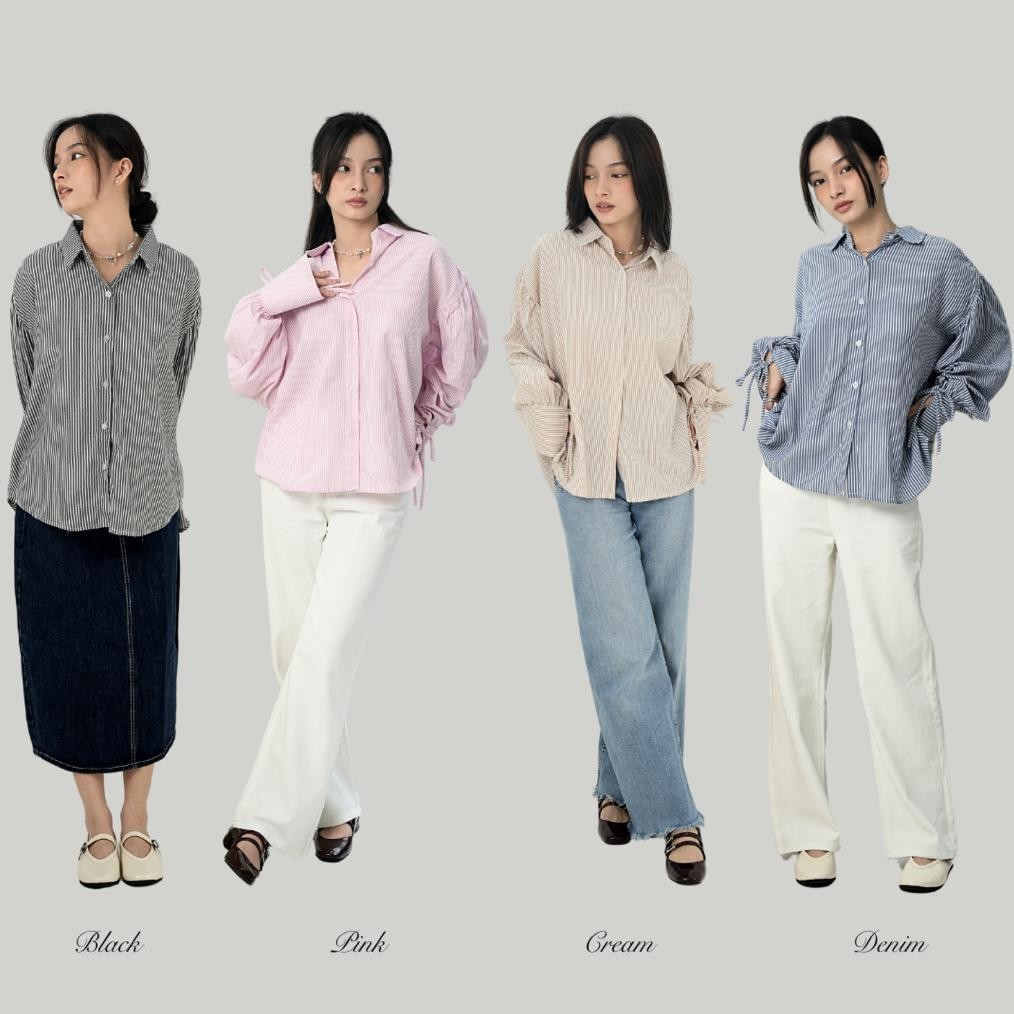 June - Kale Stripe Shirt - Oversized Stripe Shirt - Stripe Shirt