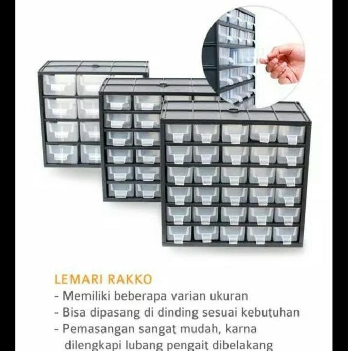 Lemari Rak Komponen Rakko Rak Plastik Rako Laci Kecil / Sedang / Besar