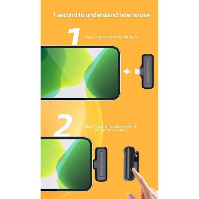 Mic Wireless Clip On Iphone Lightning Microphone Hp Vlog Live Podcast