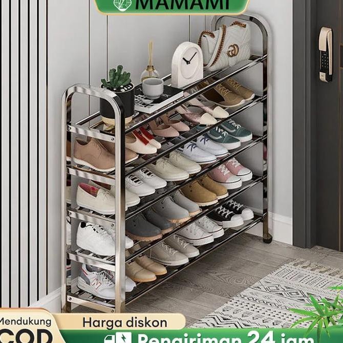 PROMO DISKON - Free Shipping6Susun Rak Sepatu & Sendal Stainless Steel 6//4/ Susun /Rak Sepatu Kokoh
