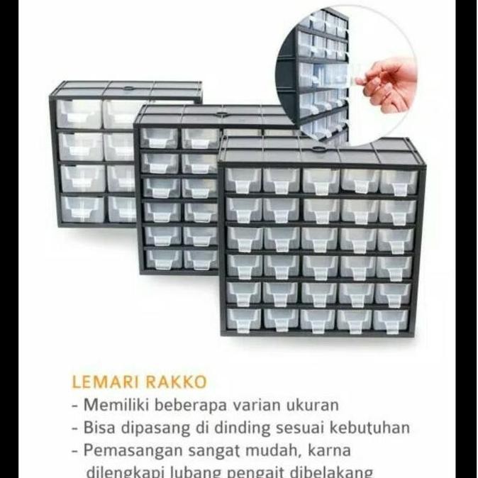 NEW - Lemari Rak Komponen Rakko Rak Plastik Rako Laci Kecil / Sedang / Besar