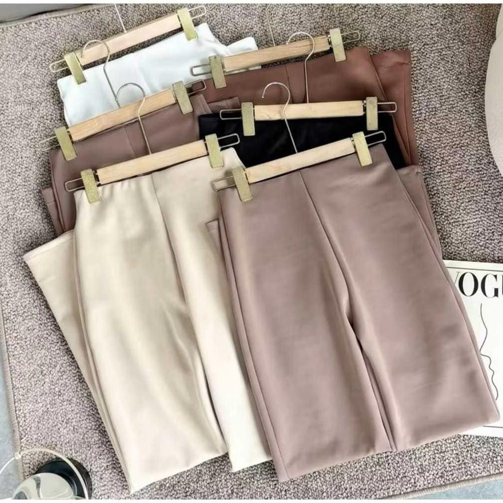 Update PROMO Celana Fit And Flare Pants Cutbray Scuba Pinggang Highwaist Bahan Stretch Melar Elastis
