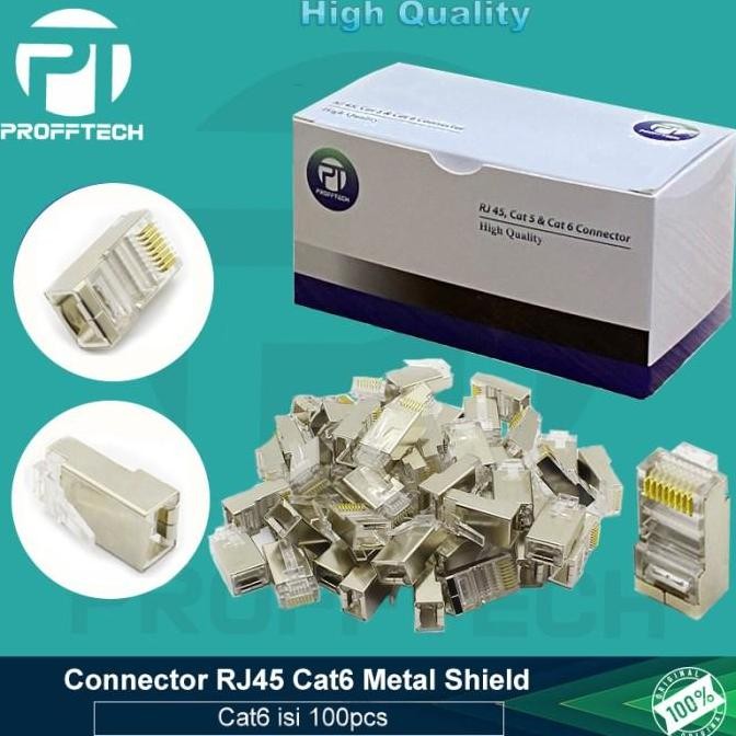 DB83 >> Connector RJ45 Cat6 Metal shield - Konektor RJ45 Cat6 Besi Anti Gagal