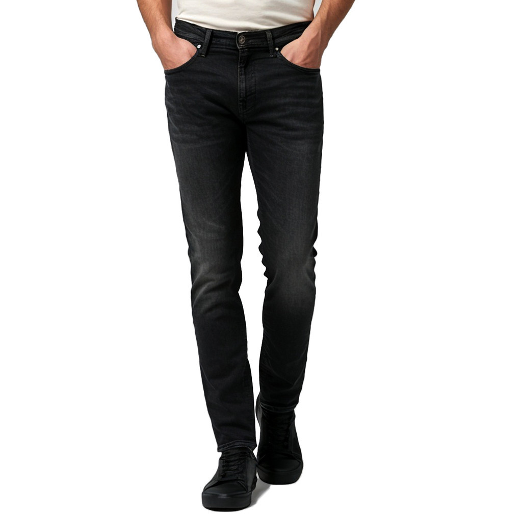 TOPTEN Celana Jeans Pria  Hitam Washed Stretch – Fashion Casual Denim
