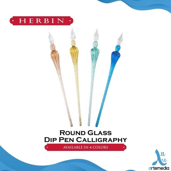 TERBARU - Herbin Round Glass Dip Pen Calligraphy