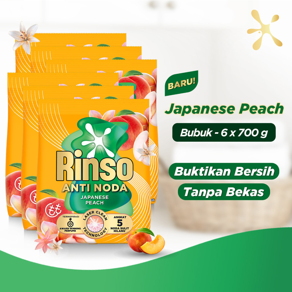 Rinso Baru Detergen Bubuk Varian Japanese Peach 700g x6