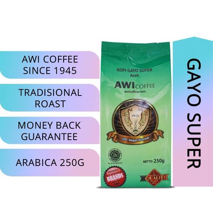 Awi Coffee | Kopi Gayo Super 250 gr | Kopi Susu Kekinian | Trend Kopi | Es kopi Susu | KOPI HITAM | 