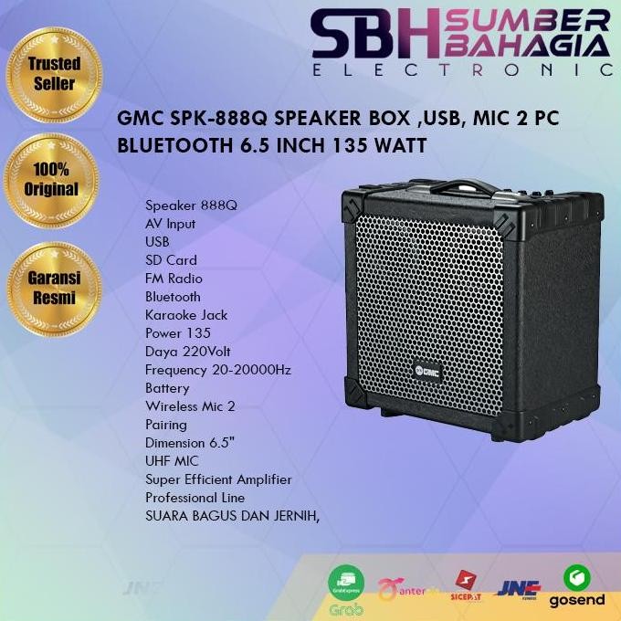 TERMURAH - GMC SPK-888Q SPEAKER BOX ,USB, MIC 2 PC BLUETOOTH 6.5 INCH 135 WATT