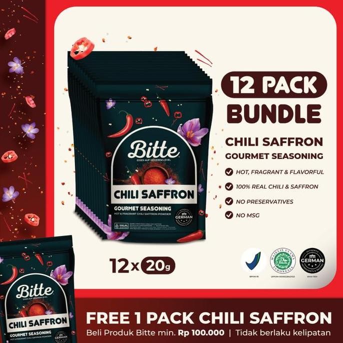 

Bundle 12 Chili Saffron Seasoning / Sambal Tabur Cabai Saffron - Bitte