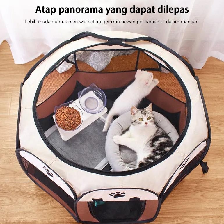 [spot]Kandang Kucing Lipat Kandang Kucing Besar pembawa kucing Kandang Kucing Portabel 8 panel kanda