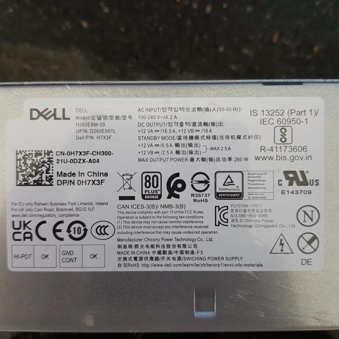 TERMURAH - POWER SUPPLY UNTUK Dell H260EBM-00 Optiplex 3050 7050 3060 7060 7070