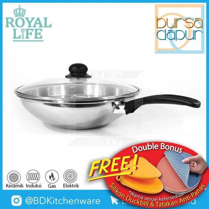 NEW Royal Life Stainless Wok Steamer 28 / Penggorengan + Kukusan