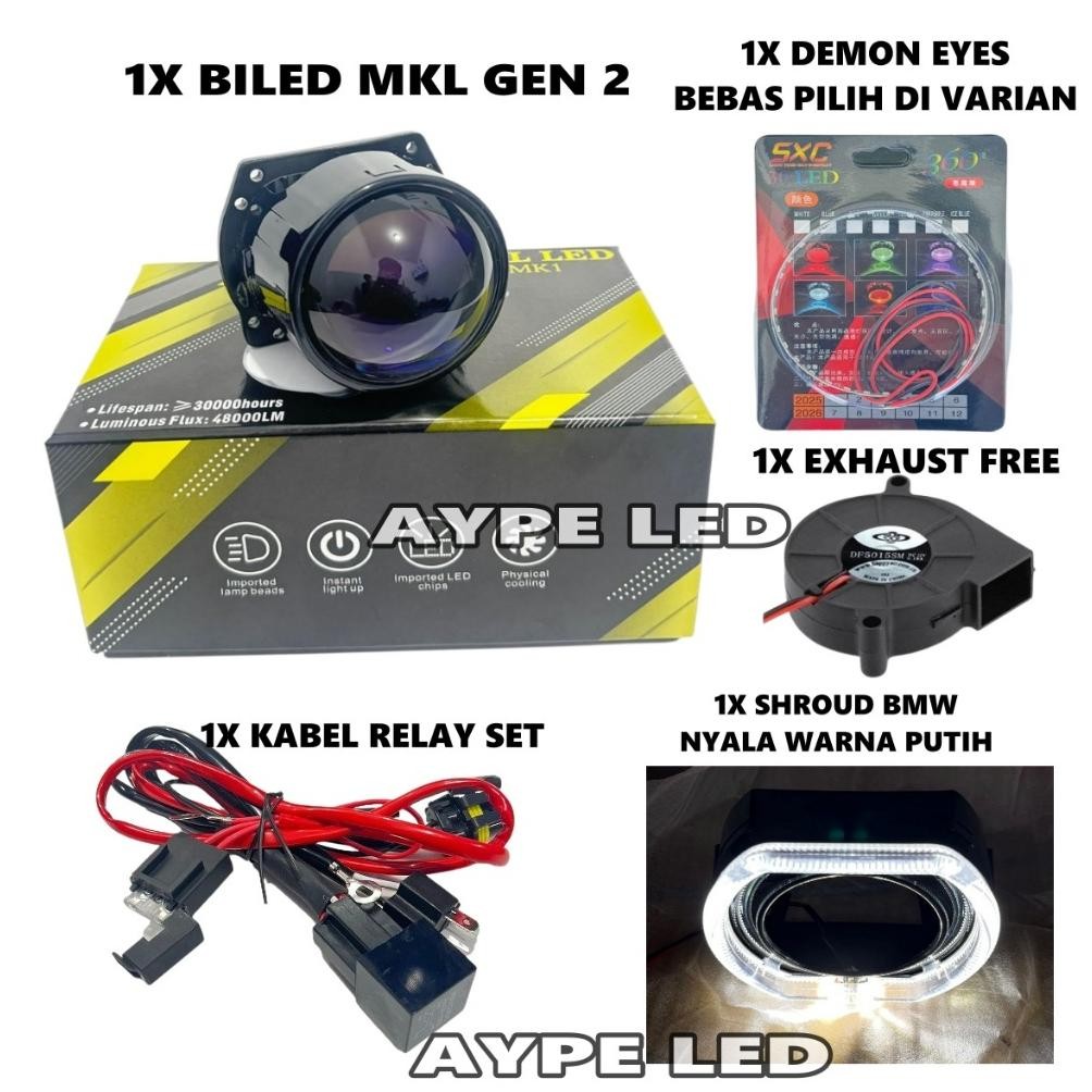 [MKL] Biled Projector MKL Gen 1 Gen 2 Bluelens 2,5 inch Flat Cut OFF 60 watt Biled MKL Original