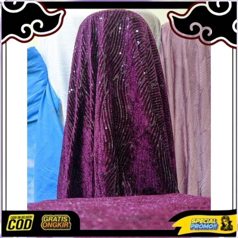 Cuci Gudang "Promo"Kain Buludru Payet/Border Payet Kain Buludru