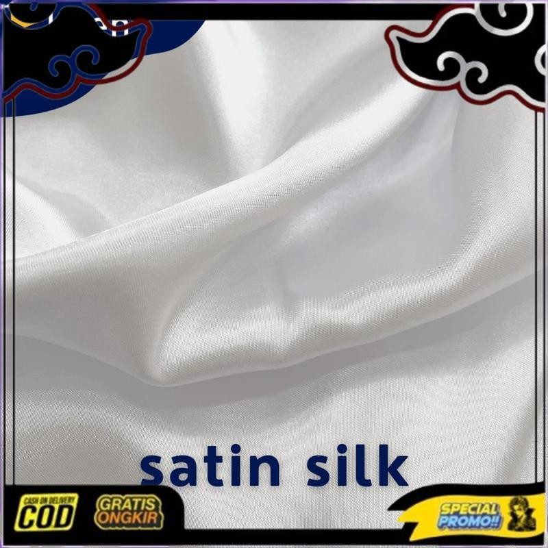 Trending Kain Satin Silk Putih / Kain Sublim / Kain Sublime / Kain Printing (L: 150 Cm)