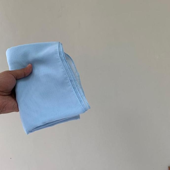 (Good) BABY BLUE Hijab Pollycotton Hijab Sqare ( Hijab Warna Baby Blue / Hijab Warna Ice Blue )