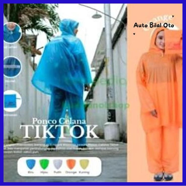 Jas Hujan Ponco Celana Ibex Tiktok, Jas Hujan Dewasa Ponco Baju Celana Kuning