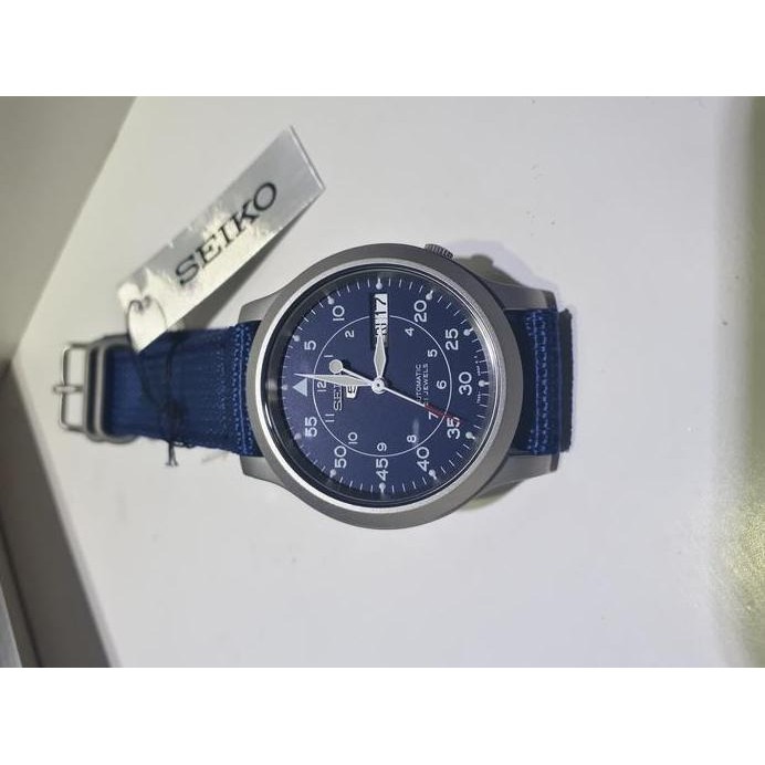 Seiko 5 SNK807K2 Automatic 21 Jewels Blue Military Nylon Strap
