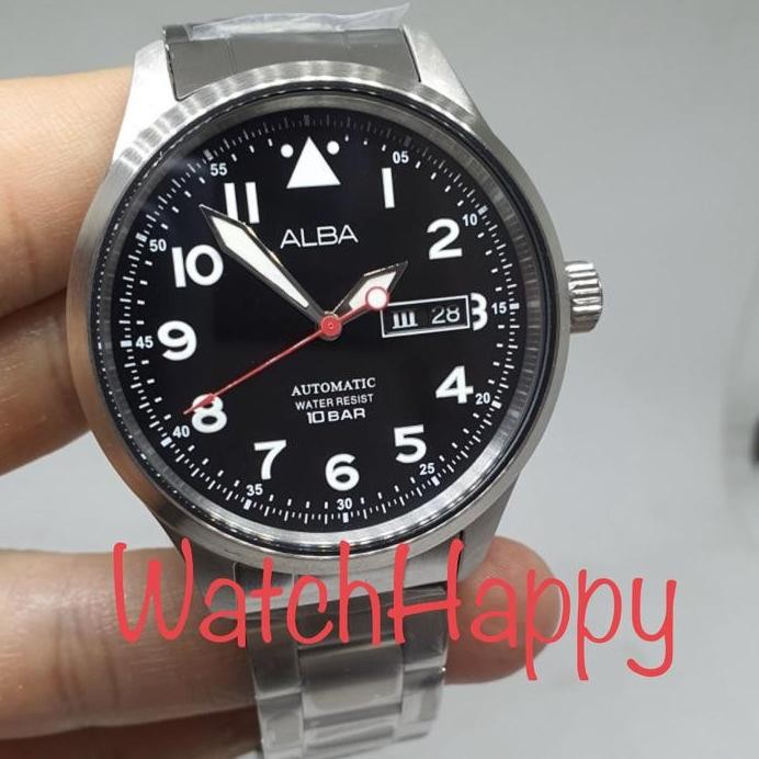 Ready  ALBA AL4205X1 MEN ANALOG AUTOMATIC BLACK DIAL AL4205 STAINLESS BAND BEST SELLER ORIGINAL