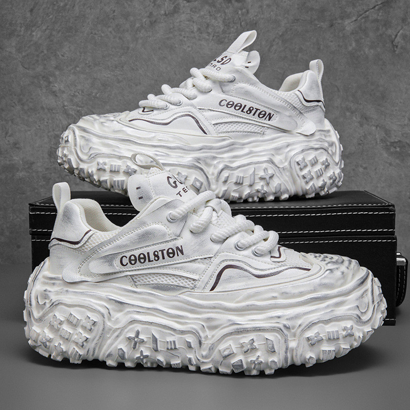 Sepatu Ayah Fashion Sol Tebal Serbaguna Sepatu Sneakers Pria Nyaman Sepatu Kasual Penambah Tinggi