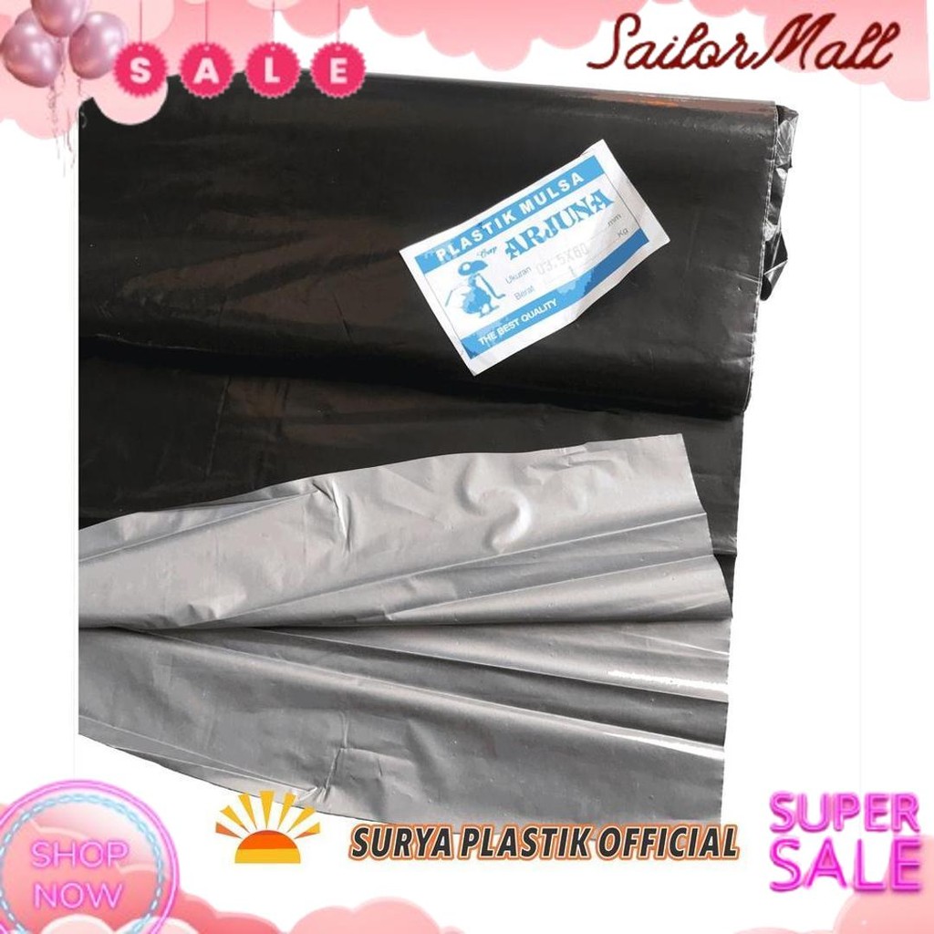 Grosir Plastik Mulsa Hitam Perak 0,5x200 kemasan 1kg