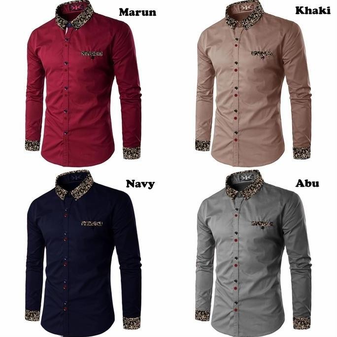 Kemeja Pria Kombinasi Batik Lengan Panjang Riko Hem Cowok Kondangan