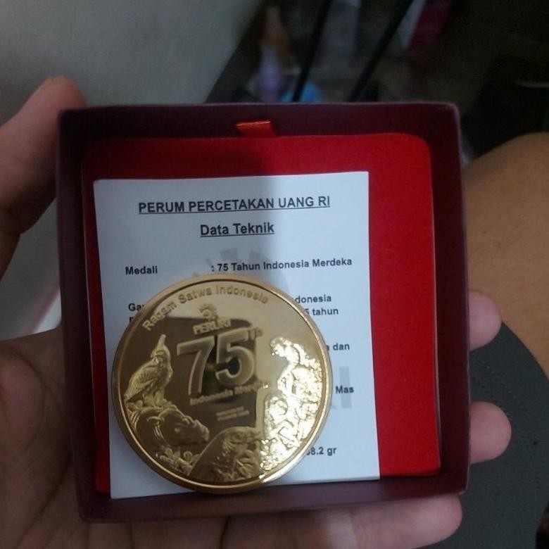 Koin Peruri Indonesia 75 Tahun Merdeka Tembaga Sepuh Emas