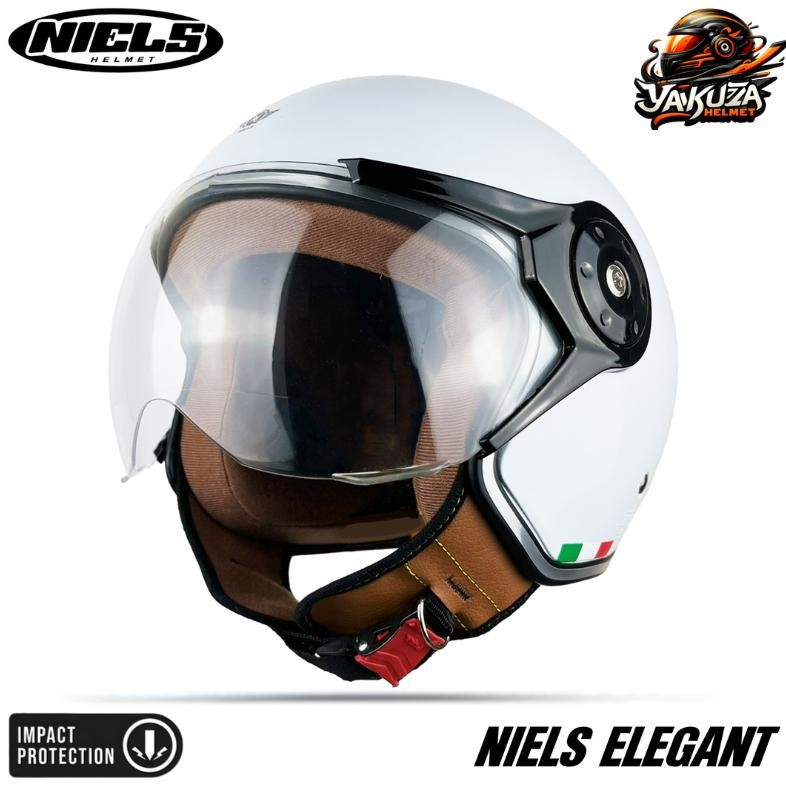 Helm Retro Helm Niels Elegant Kaca Pilot Dewasa Pria Wanita Motor Standart Sni Helm Terbaru