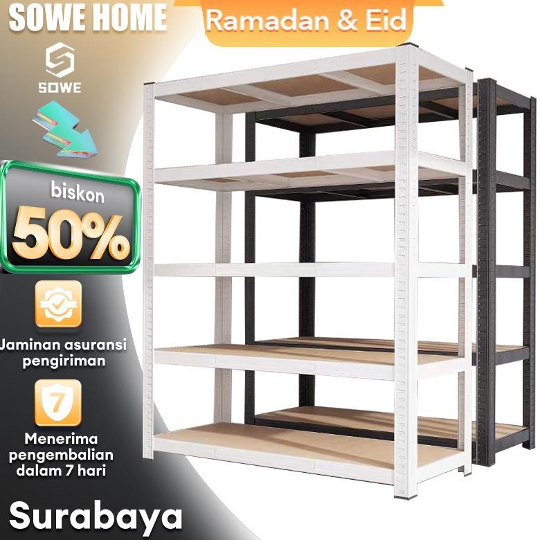 Rak Besi Siku 6 Susun Rak Besi Serbaguna Rak Besi Susun Rak Gudang Rak Barang 120*50*180cm Rak Aquar