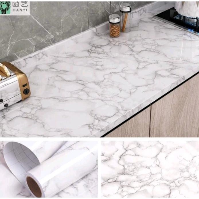 WALLPAPER DINDING MOTIF MARMER PUTIH