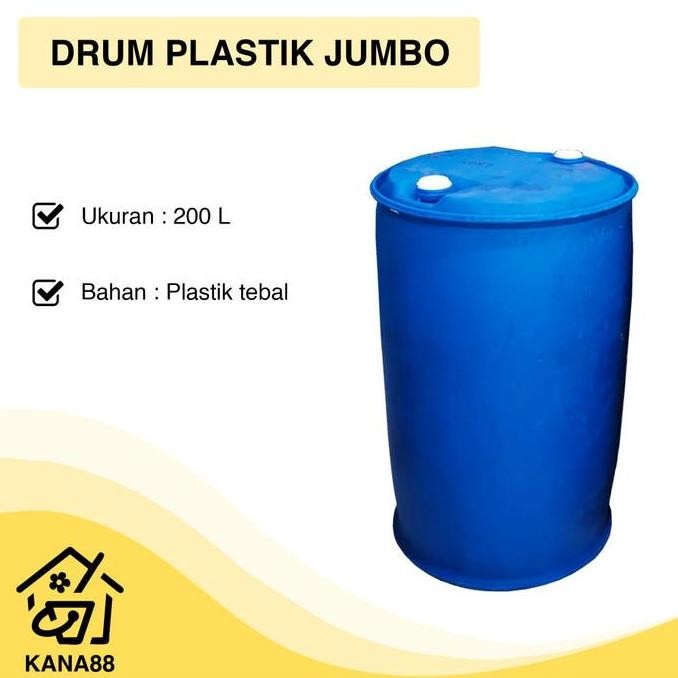 Drum Plastik Bekas Jumbo 200L Drum Tong Plastik Tebal Tong Tempat Sampah Jumbo