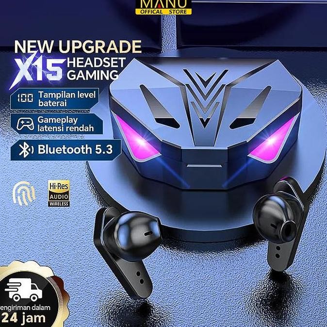 DY123 - TWS Gaming Headset X15/M28/M90 Pro  Wireless Bluetooth 0-latency Earphone   LED Smart Displa