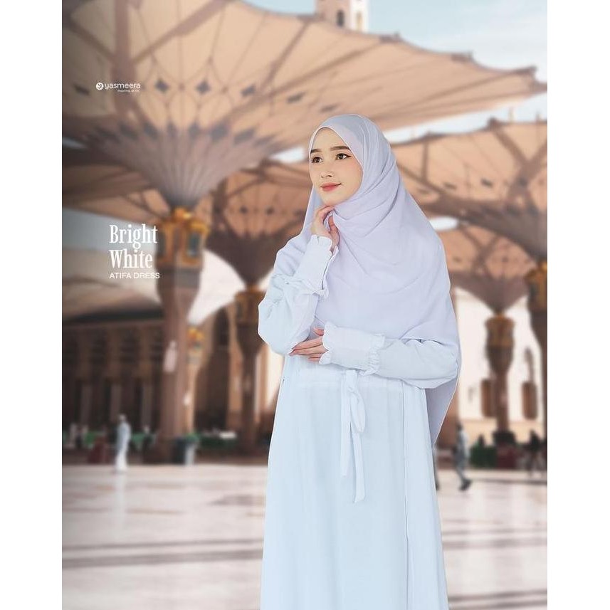 (Good) Atifa Dress Yasmeera - Gamis Umroh Haji Hitam dan Putih Polos