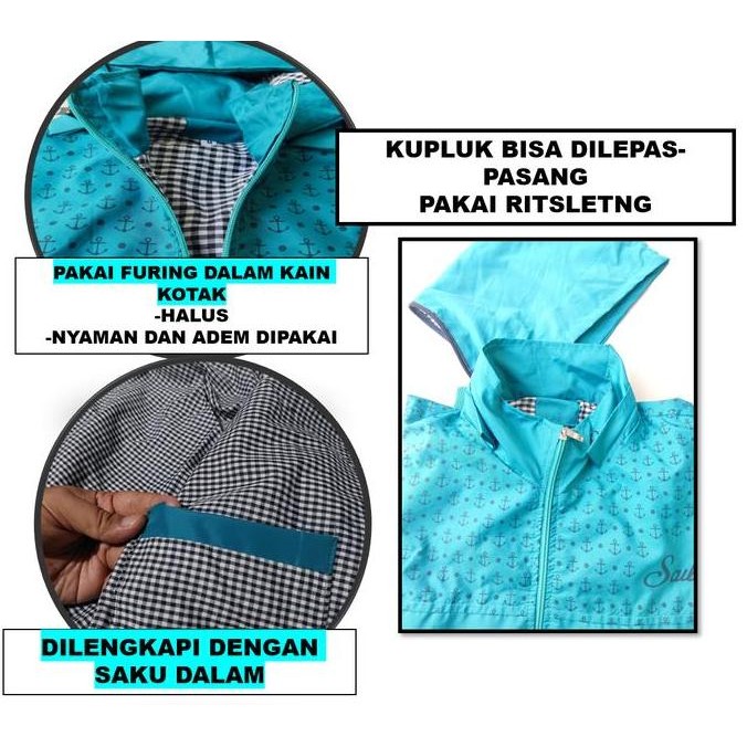 Jaket Sailor Jepang Jaket Zipper Cewe Jaket Parasut Outdoor Wanita Jaket Running Sport Wanita ISW