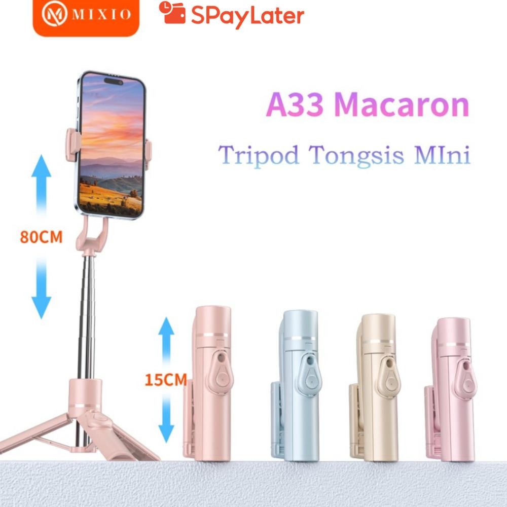 MIXIO A33 MACARON 80CM Tripod Tongsis Bluetooth Mini Selfie Stick