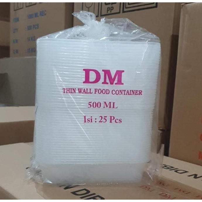 (Best)  KOTAK MAKANAN/PLASTIK MAKANAN/THINWALL MERK DM 500ML/500 ML