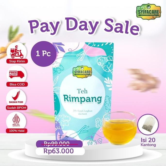 

New [BPOM] [JSR] Teh Rimpang Syifacare - Minuman Rempah Alami Jahe Kunyit Lengkuas Sereh - Halal MUI