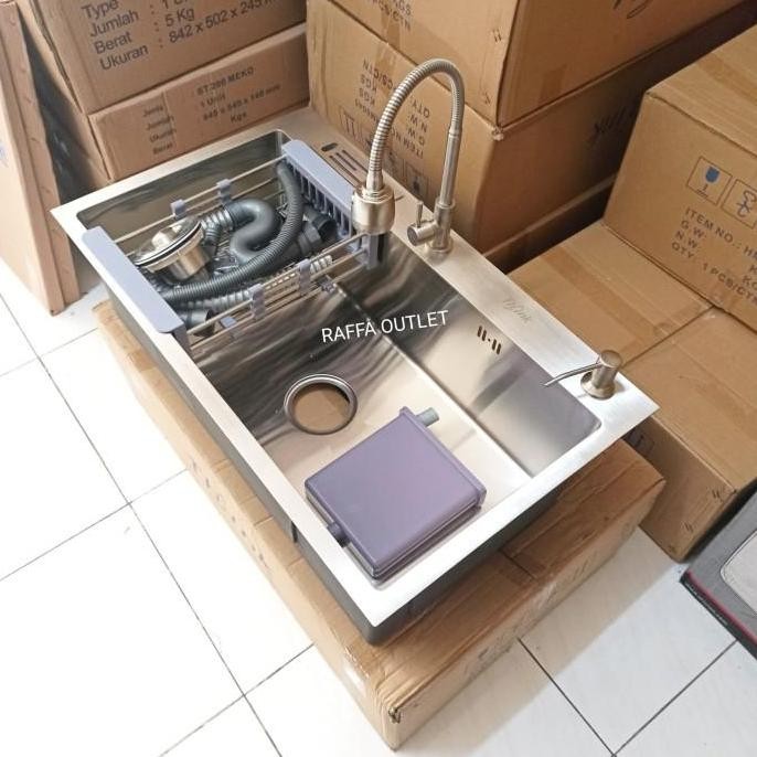 (Best) paket kitchen sink 7545+kran sus 304+t sabun/sink