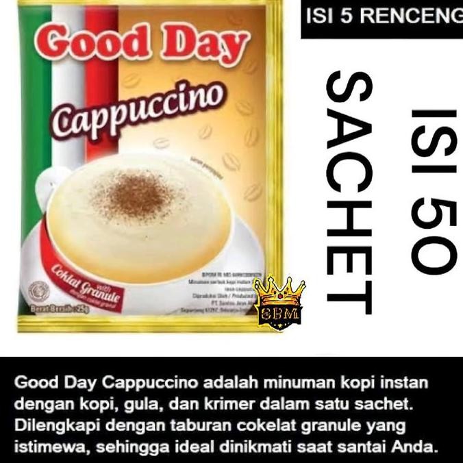

New ISI 50pc ~SBM~ GOOD DAY CAPPUCCINO SACHET Bubuk Coffee Kopi Coffe Susu Robusta Instan