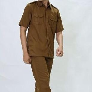 Baju Seragam Kerja Pemda PDH Pria Khaki tua Model kantong Dua Dada katun Safety Wearpack GS