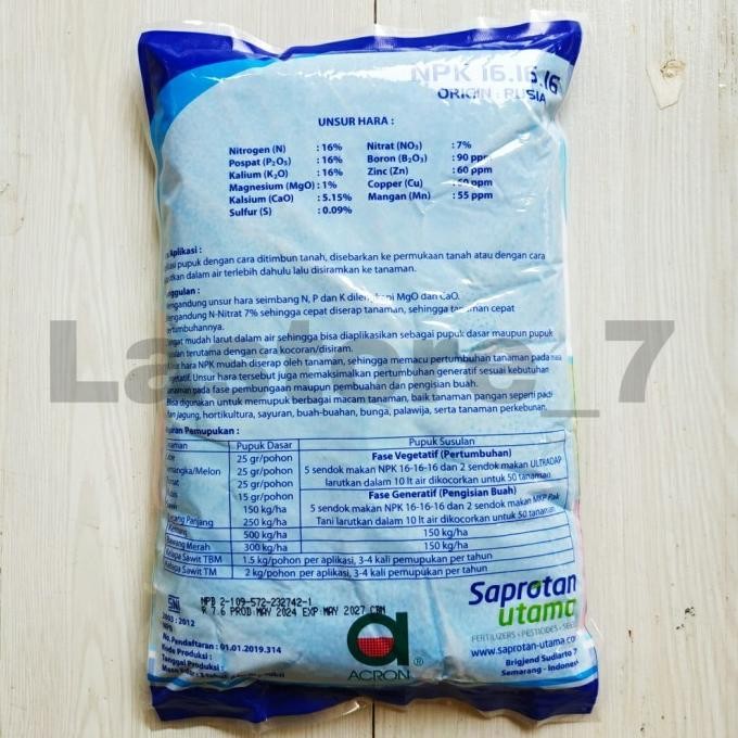 Promo Cod Pupuk Npk 16 16 16 1 Kg Pak Tani Kemasan Pabrik ..