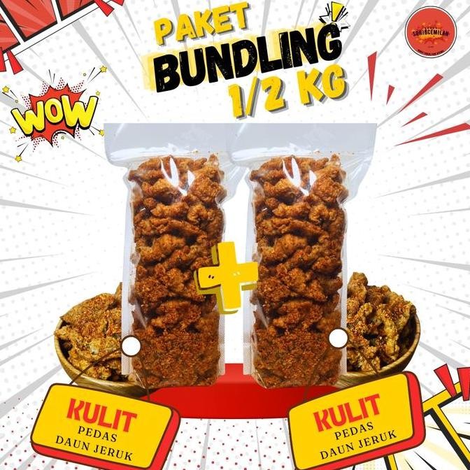 

New PAKET BUNDLING UKURAN 1/2KG KULIT CRISPY PEDAS DAUN JERUK