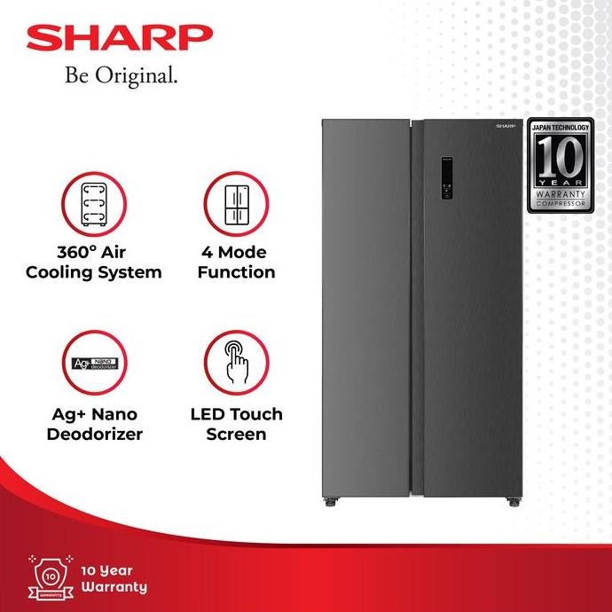 Sharp Kulkas Side By Side 2 Pintu 563L Sj-Is60Mb-Ds / Sj Is60Mb / Sjis60Mb Dark Silver 563 Liter
