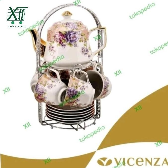 Vicenza Ca~78 Magnolia Coffee Tea Kettle Set Teko + Cangkir