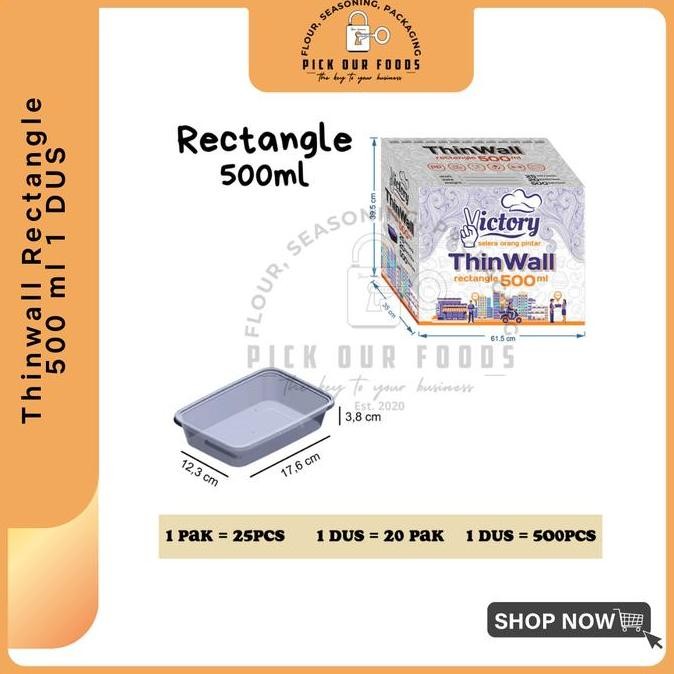 Thinwall Rectangle 500 Ml 1 Dus | Thinwall Persegi Panjang 500Ml