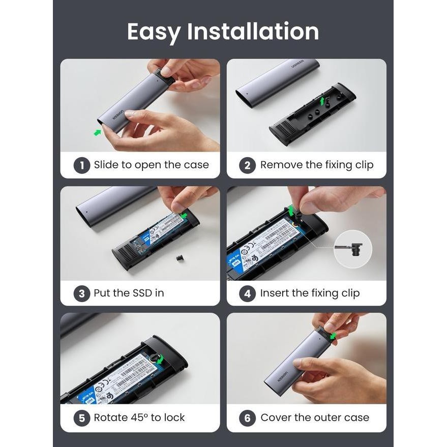 Ready  UGREEN SSD Enclosure M.2 NVMe SSD External Case Type-C 10Gbps