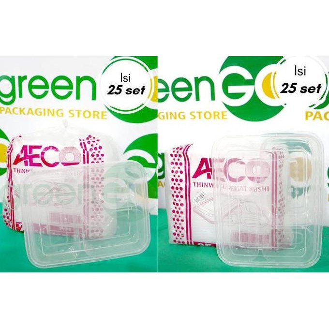 Thinwall Sekat Bento Sushi Aeco 25 Set Kotak Makan Bening Sekat 4